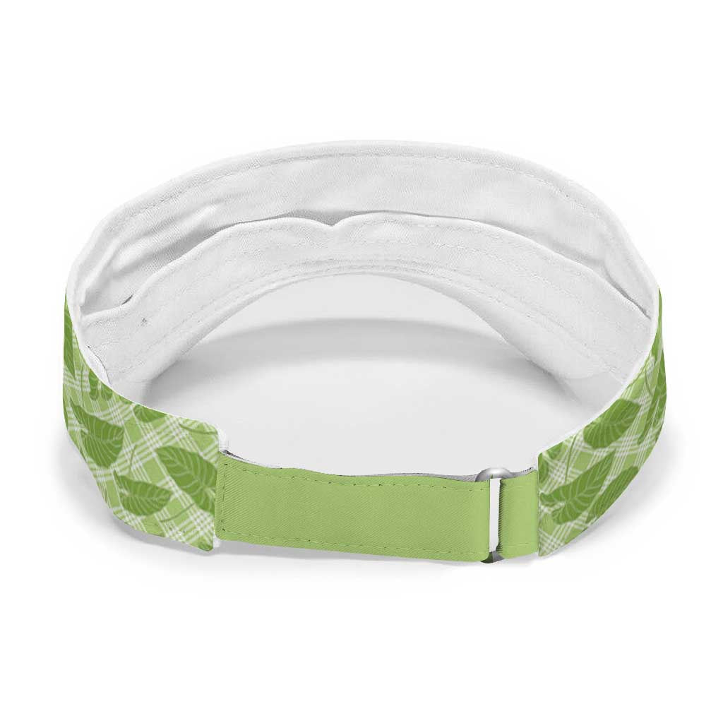 Green Hawaii Kalo Palaka Motifs Sun Visor Cap Hawaiian Taro Leaves Elegant Vibes