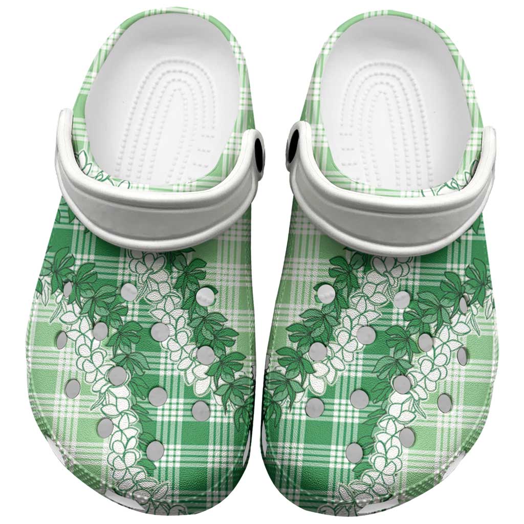 Green Hawaii Palaka Clogs Shoes Hawaiian Honohono Lei LT05 Green - Polynesian Pride