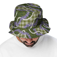 Green Hawaii Palaka Honohono Pikake Bucket Hat Hawaiian Orchid Lei Polynesian Pattern - Polynesian Pride