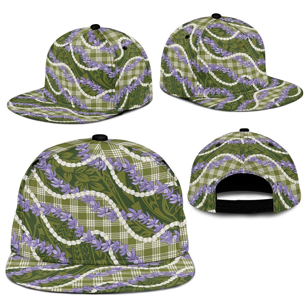 Green Hawaii Palaka Honohono Pikake Snapback Cap Hawaiian Orchid Lei Polynesian Pattern - Polynesian Pride