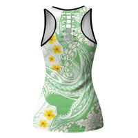 Green Hawaii Shark Tattoo Hollow Tank Top Puakenikeni Lei Plumeria Polynesian Pattern