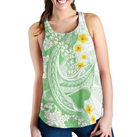 Green Hawaii Shark Tattoo Women Racerback Tank Puakenikeni Lei Plumeria Polynesian Pattern LT14 - Polynesian Pride