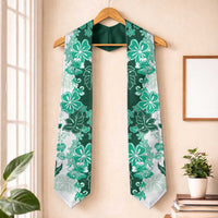 Green Hibiscus Plumeria Floral Graduation Stole LT01 One Size Green - Polynesian Pride