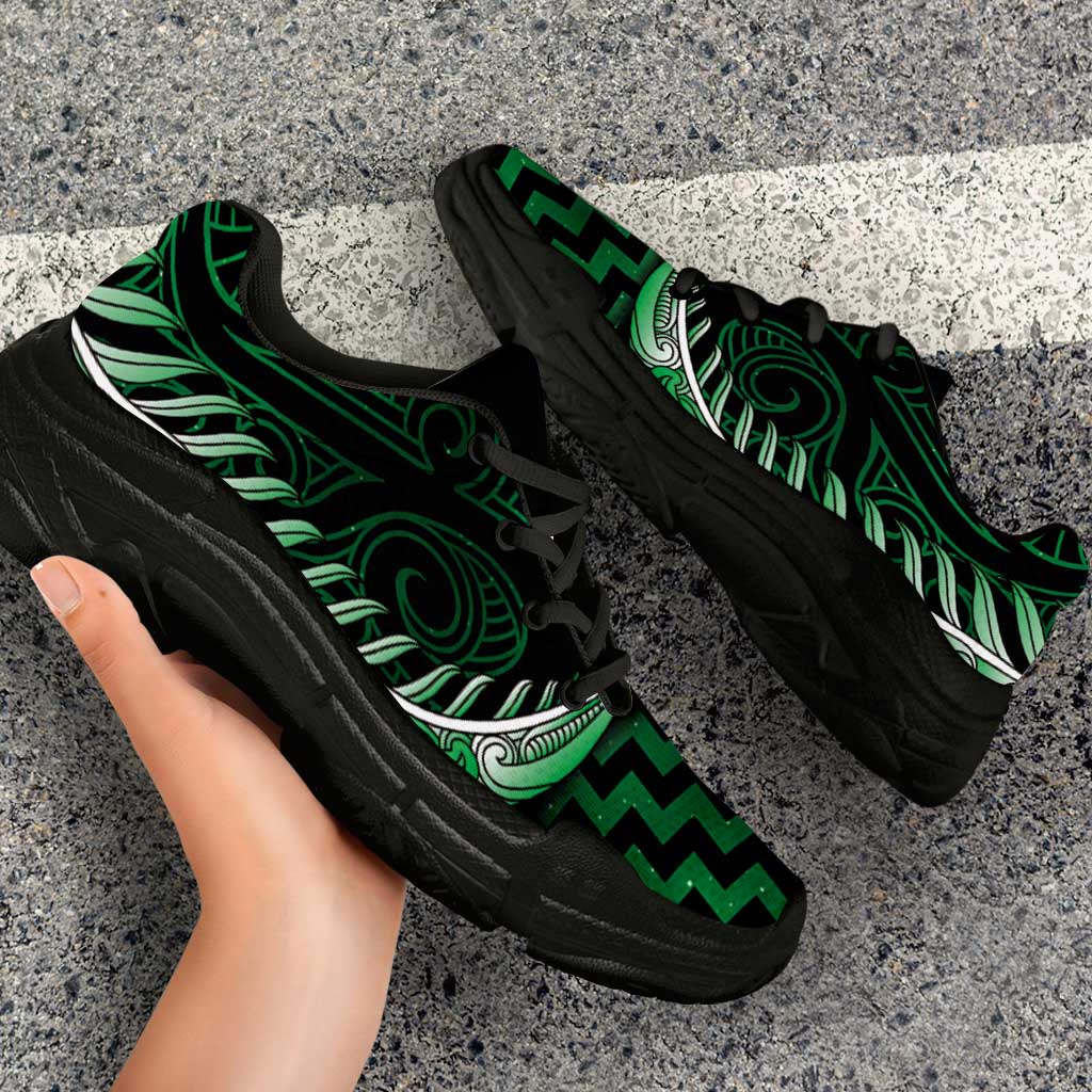 Green Matariki New Zealand Chunky Sneakers Maori Poutama Galaxy Vibes LT14 - Polynesian Pride