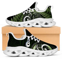 Green New Zealand Clunky Sneakers Aotearoa Silver Fern With Manaia Maori Unique LT14 Green - Polynesian Pride