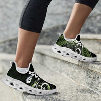 Green New Zealand Clunky Sneakers Aotearoa Silver Fern With Manaia Maori Unique LT14 - Polynesian Pride