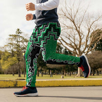 Green Niho Taniwha Mix Poutama Jogger Pants Unique Taniko Aotearoa LT01 - Polynesian Pride