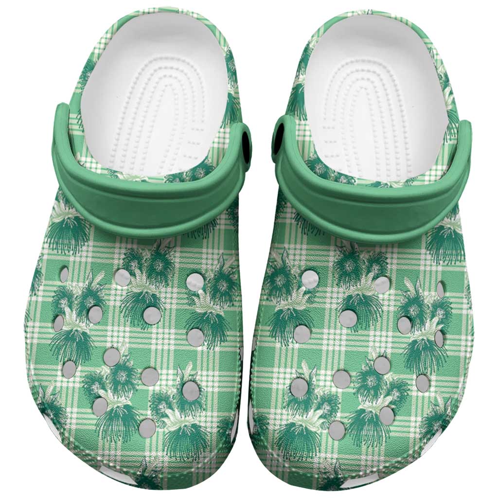 Green Palaka Hawaii Clogs Shoes Hawaiian Lehua Blossoms LT05 Green - Polynesian Pride