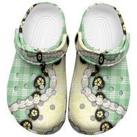 Green Palaka Hawaii Clogs Shoes Kukui Nut Pikake Lei Hawaiian Tapa Pattern - Polynesian Pride