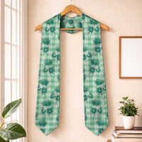 Green Palaka Hawaii Graduation Stole Hawaiian Lehua Blossoms