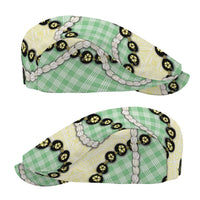 Green Palaka Hawaii Jeff Hat Kukui Nut Pikake Lei Hawaiian Tapa Pattern - Polynesian Pride