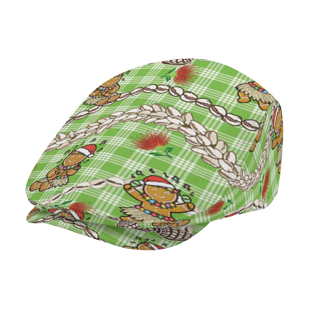Green Palaka Hawaii Mele Kalikimaka Jeff Hat Ohia Lehua Shell Leis Funny Gingerbread Santa - Polynesian Pride