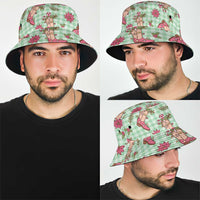 Green Paniolo Palaka Hawaiian Cowgirl Christmas Bucket Hat - Polynesian Pride