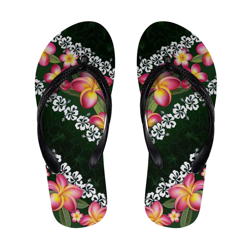 Green Polynesia Flip Flops Plumeria Hibiscus Tropical Vibes LT14 Green - Polynesian Pride