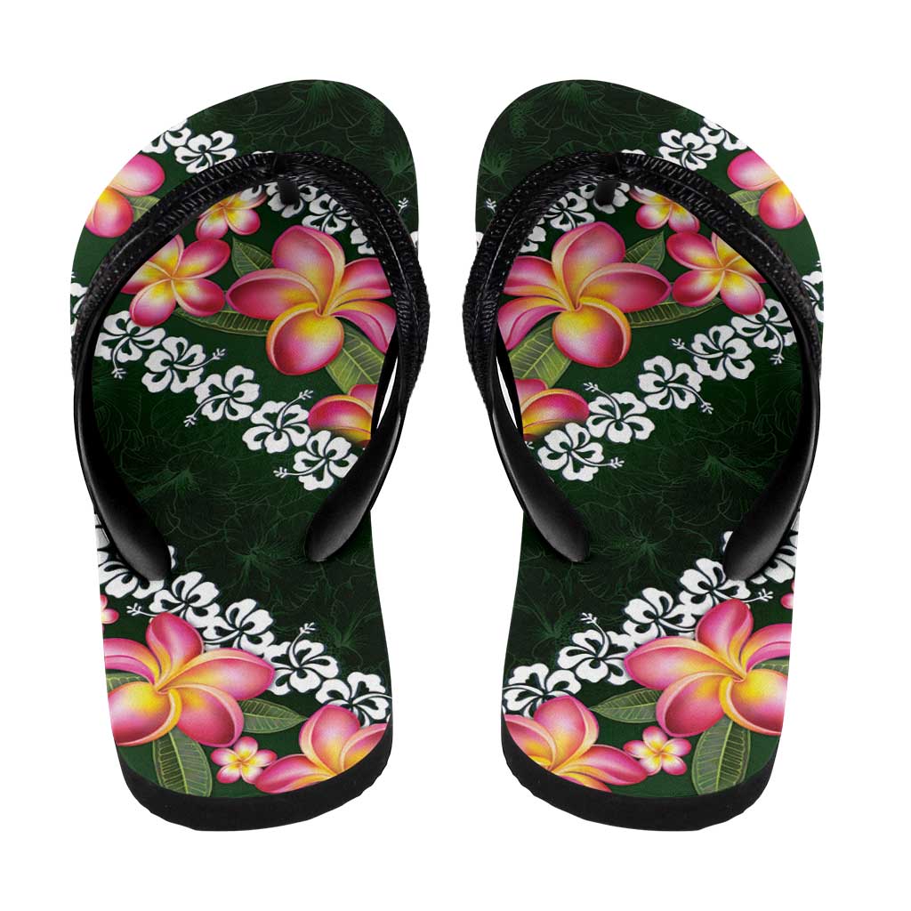 Green Polynesia Flip Flops Plumeria Hibiscus Tropical Vibes LT14 - Polynesian Pride