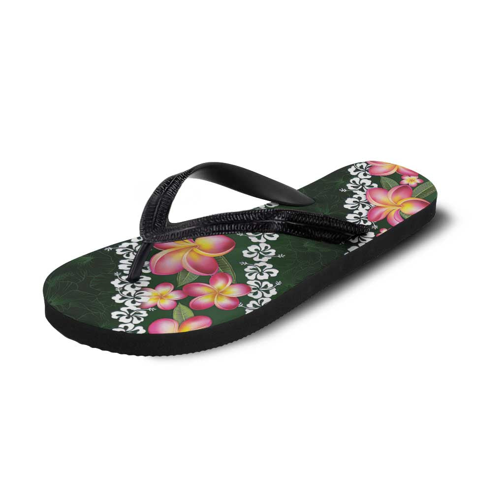 Green Polynesia Flip Flops Plumeria Hibiscus Tropical Vibes LT14 - Polynesian Pride