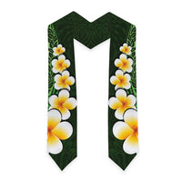 Green Polynesia Graduation Stole Plumeria Tropical Leaves With Galaxy Polynesian Art LT14 - Polynesian Pride