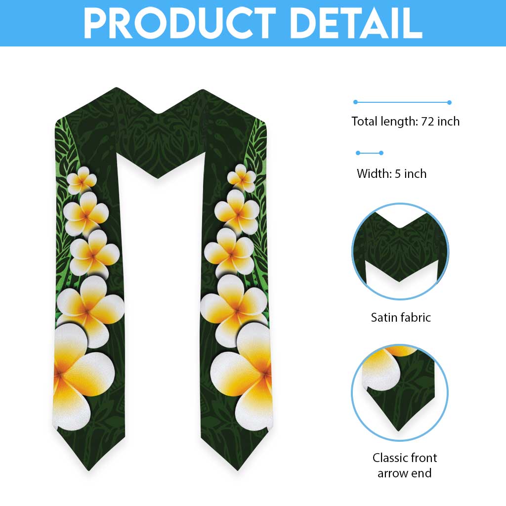 Green Polynesia Graduation Stole Plumeria Tropical Leaves With Galaxy Polynesian Art LT14 - Polynesian Pride