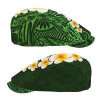 Green Polynesia Jeff Hat Plumeria Tropical Leaves Galaxy Polynesian Art - Polynesian Pride