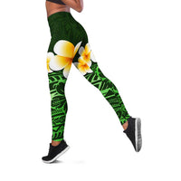 Green Polynesia Leggings Plumeria Tropical Leaves With Galaxy Polynesian Art LT14 Green - Polynesian Pride