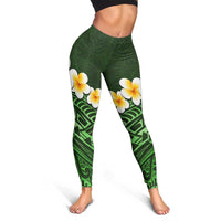 Green Polynesia Leggings Plumeria Tropical Leaves With Galaxy Polynesian Art LT14 - Polynesian Pride