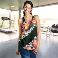 Green Polynesia Women Racerback Tank Plumeria With Hibiscus Pattern Tropical Vibes LT14 - Polynesian Pride