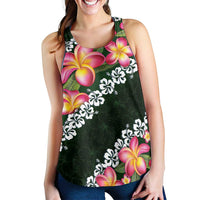 Green Polynesia Women Racerback Tank Plumeria With Hibiscus Pattern Tropical Vibes LT14 - Polynesian Pride