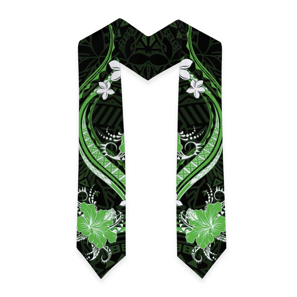 Green Polynesian Pattern With Tropical Flowers Graduation Stole LT05 - Polynesian Pride