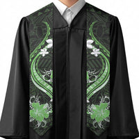 Green Polynesian Pattern With Tropical Flowers Graduation Stole LT05 - Polynesian Pride