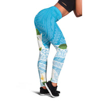 Guam Chamorro Guasali Flowers Leggings Aqua Gradient LT7 - Polynesian Pride