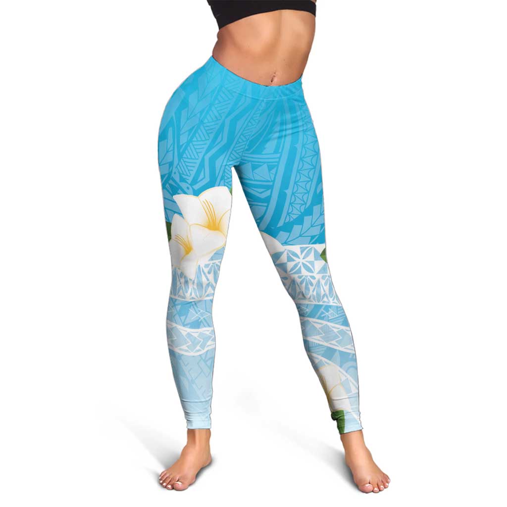 Guam Chamorro Guasali Flowers Leggings Aqua Gradient LT7 - Polynesian Pride