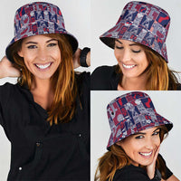 Guam Felis Pasgua Bucket Hat Pacific Patchwork Xmas Vibes - Polynesian Pride