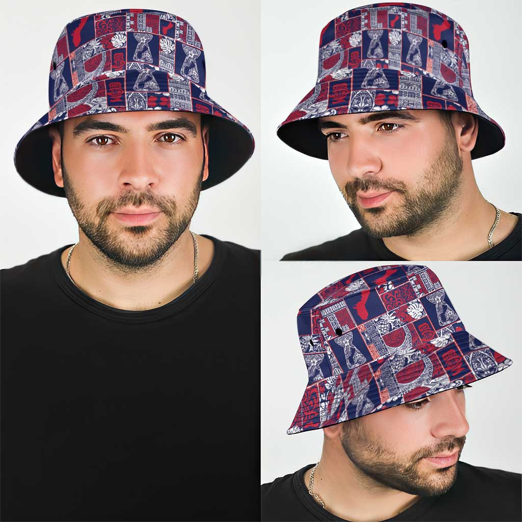 Guam Felis Pasgua Bucket Hat Pacific Patchwork Xmas Vibes - Polynesian Pride