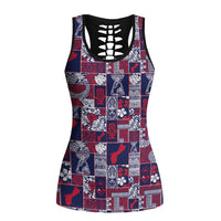 Guam Felis Pasgua Hollow Tank Top Pacific Patchwork Xmas Vibes LT9 Female Blue - Polynesian Pride
