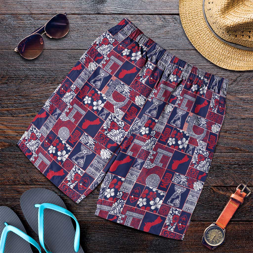 Guam Felis Pasgua Shorts for Men Pacific Patchwork Xmas Vibes - Polynesian Pride
