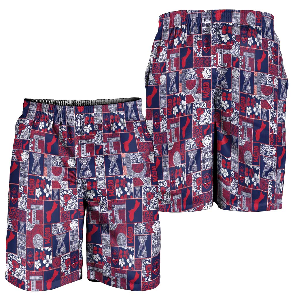 Guam Felis Pasgua Shorts for Men Pacific Patchwork Xmas Vibes - Polynesian Pride