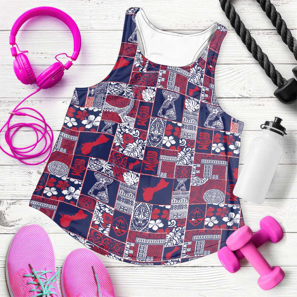 Guam Felis Pasgua Women Racerback Tank Pacific Patchwork Xmas Vibes - Polynesian Pride