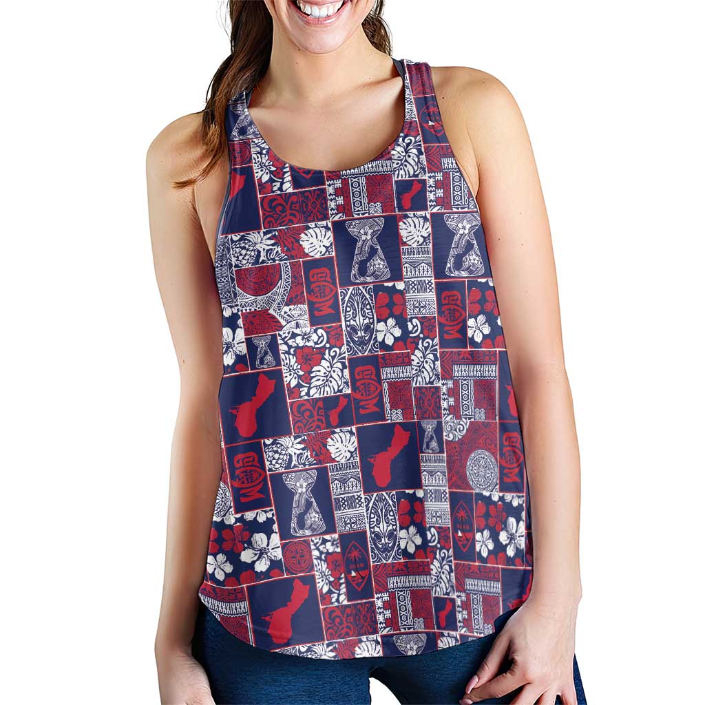 Guam Felis Pasgua Women Racerback Tank Pacific Patchwork Xmas Vibes - Polynesian Pride