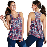 Guam Felis Pasgua Women Racerback Tank Pacific Patchwork Xmas Vibes - Polynesian Pride