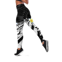 Hawaii Aloha Leggings Plumeria Vintage - Black LT7 Black - Polynesian Pride