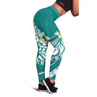 Hawaii Aloha Leggings Plumeria Vintage - Teal LT7 - Polynesian Pride