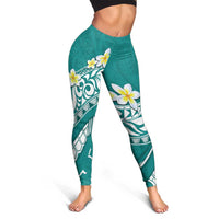 Hawaii Aloha Leggings Plumeria Vintage - Teal LT7 - Polynesian Pride
