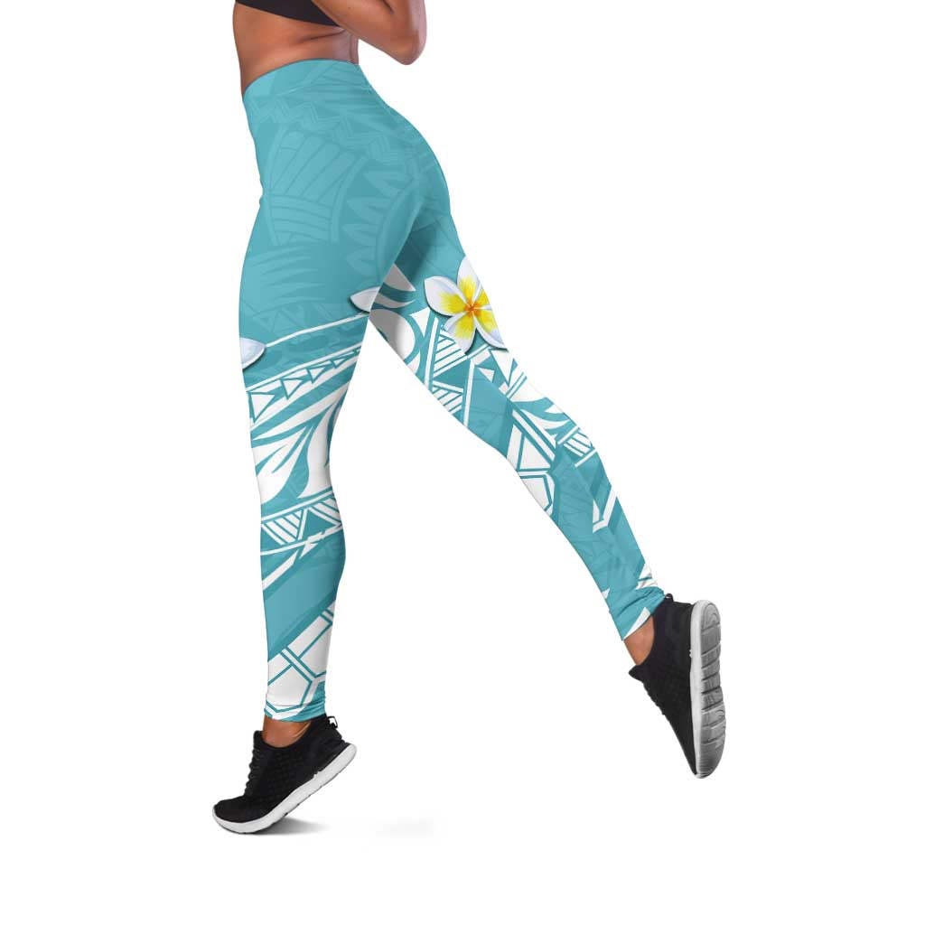 Hawaii Aloha Leggings Plumeria Vintage - Turquoise