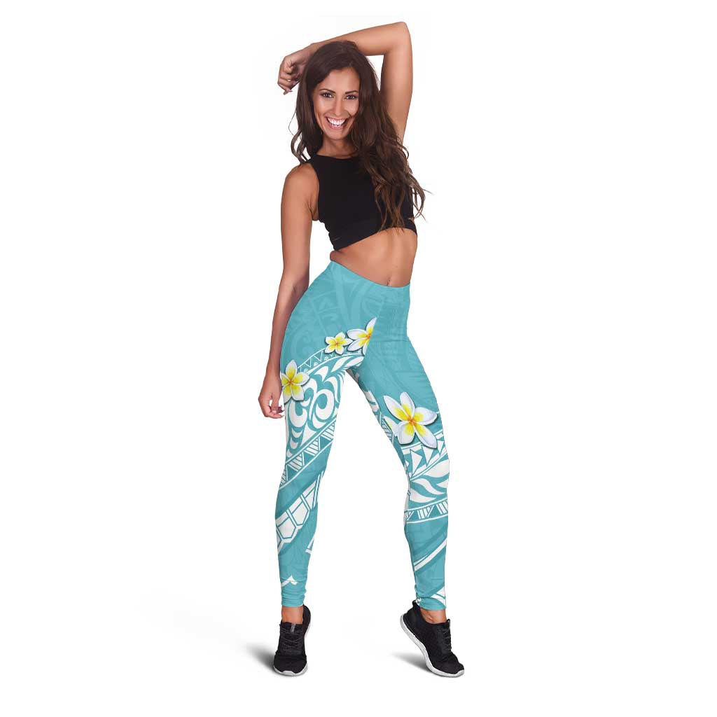 Hawaii Aloha Leggings Plumeria Vintage - Turquoise LT7 - Polynesian Pride