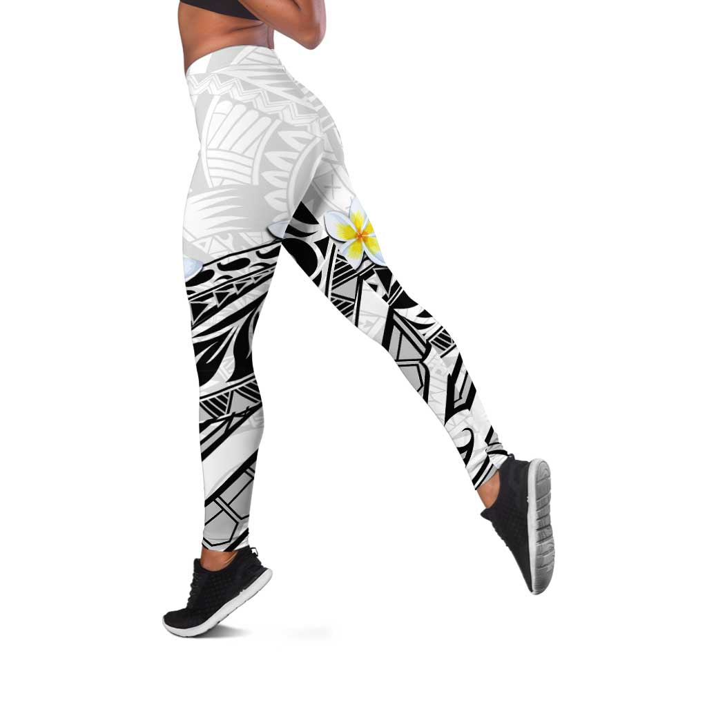 Hawaii Aloha Leggings Plumeria Vintage - White LT7 White - Polynesian Pride