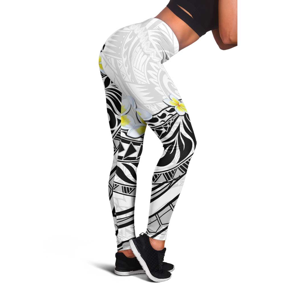 Hawaii Aloha Leggings Plumeria Vintage - White LT7 - Polynesian Pride