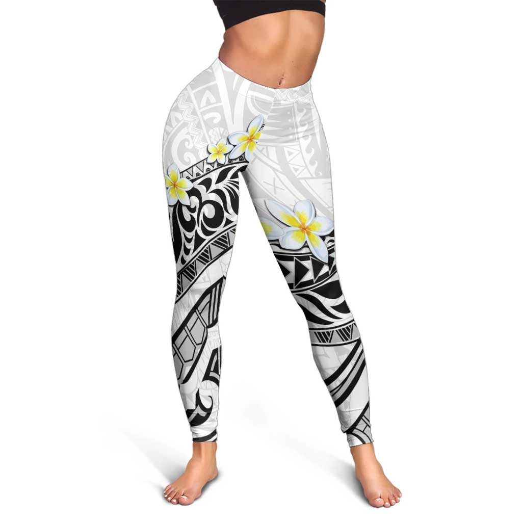 Hawaii Aloha Leggings Plumeria Vintage - White LT7 - Polynesian Pride