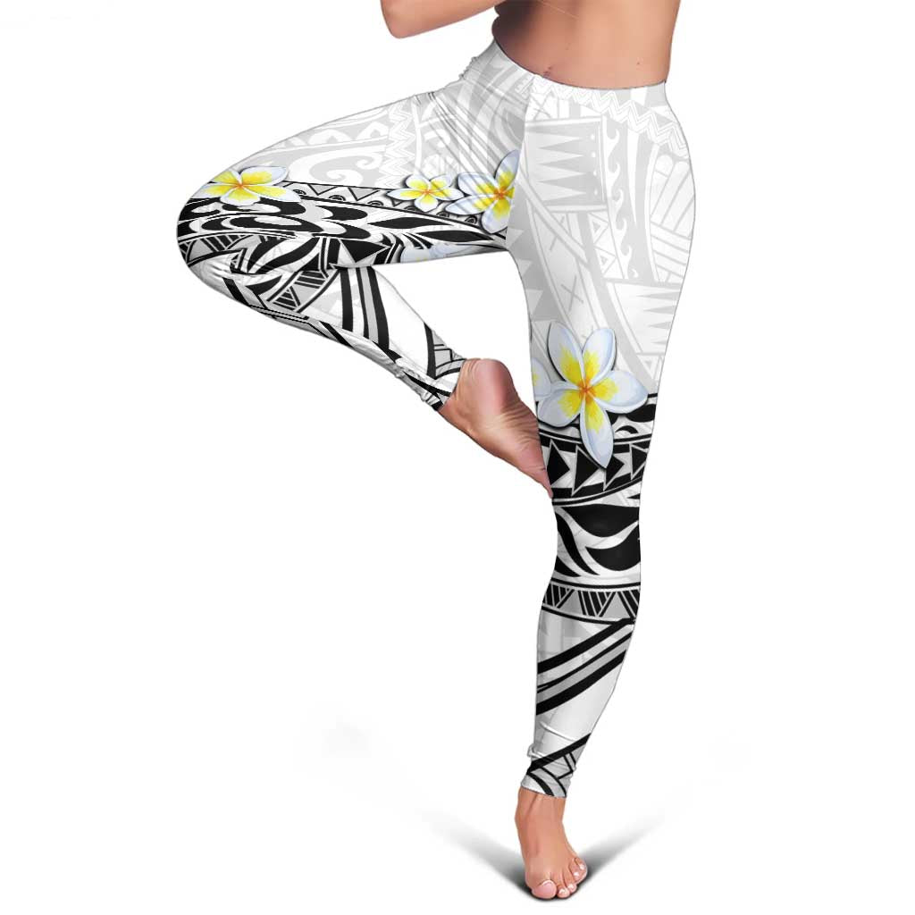 Hawaii Aloha Leggings Plumeria Vintage - White LT7 - Polynesian Pride