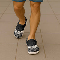 Hawaii Aloha Plumeria Lei Black Palaka Clogs Shoes - Polynesian Pride