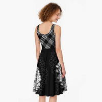 Hawaii Aloha Plumeria Lei Black Palaka Midi Dress - Polynesian Pride